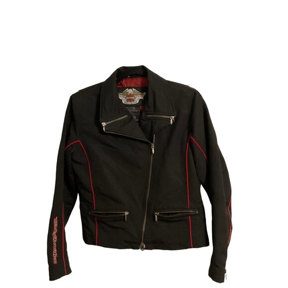 HARLEY DAVIDSON Vintage 2005 Moto Biker Jacket Cotton Blend Sz. Small - Picture 1 of 6
